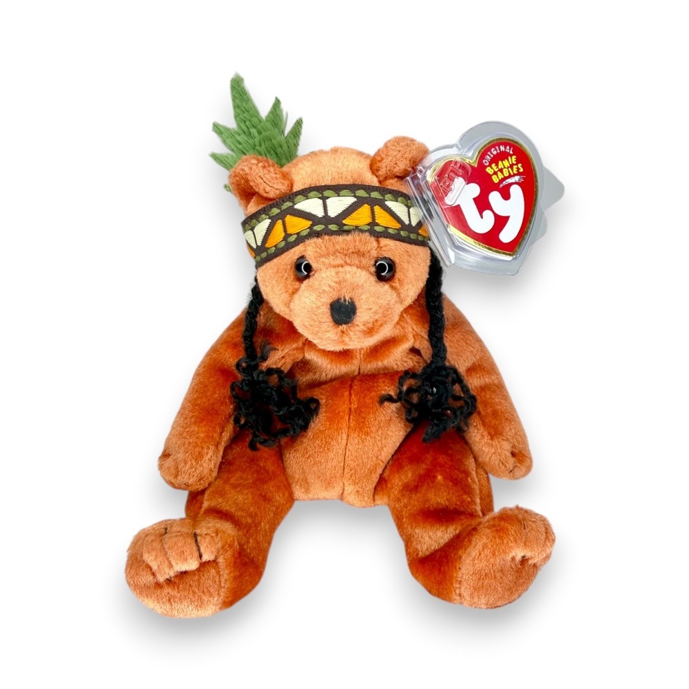 Little Feather the Bear | Woodland Spirit | Mint Heart Tag TY Beanie Baby